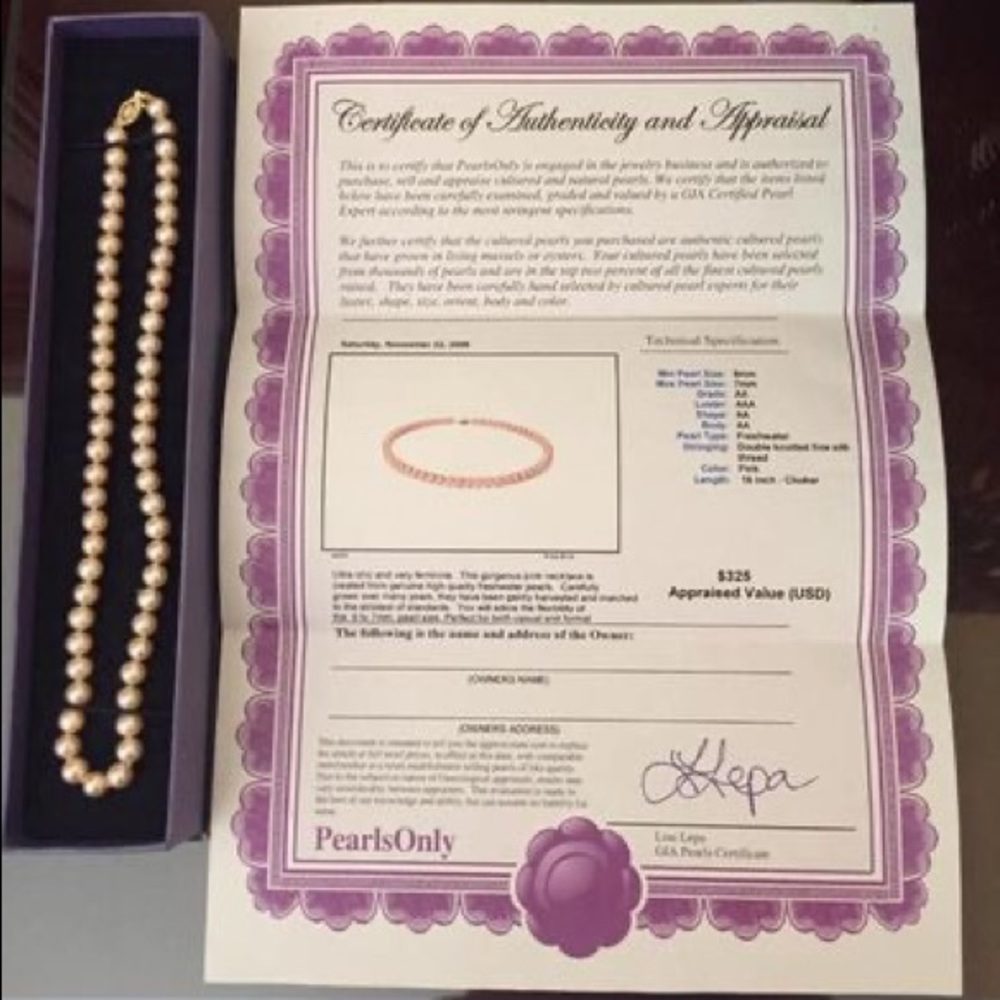 16” pink pearl choker